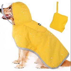 Yellow Waterproof Dog Raincoat with Hood 2XL